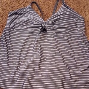 Striped Black and White Women's Tankini Swimsuit Top